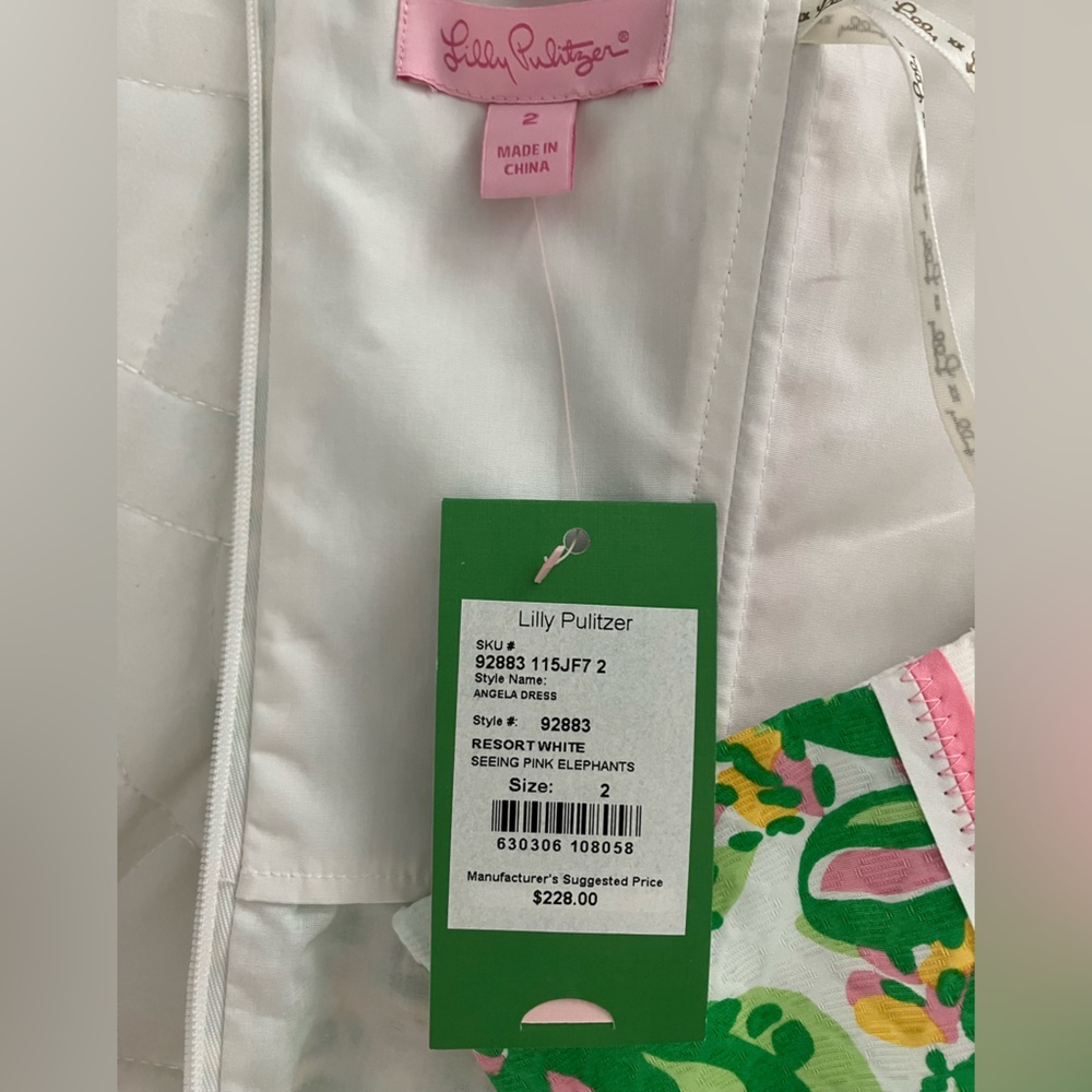 NWT Lilly Pulitzer Angela Dress | Resort White | Seeing Pink Elephants 🐘💕 - Picture 6 of 9